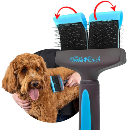 , Slicker Brush for Dogs, Dual Head Dog Hair Brushes, Flexible Head Slicker for Dogs, Poodle, Labradoodle, Sheepadoodle, Tangle-Free Grooming, Healthy & Shiny Coat Pet Brushes